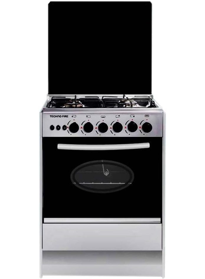 Techno Fire Gas Stove, 4 Burners, 60x60 cm - Glossy Black - Image 1